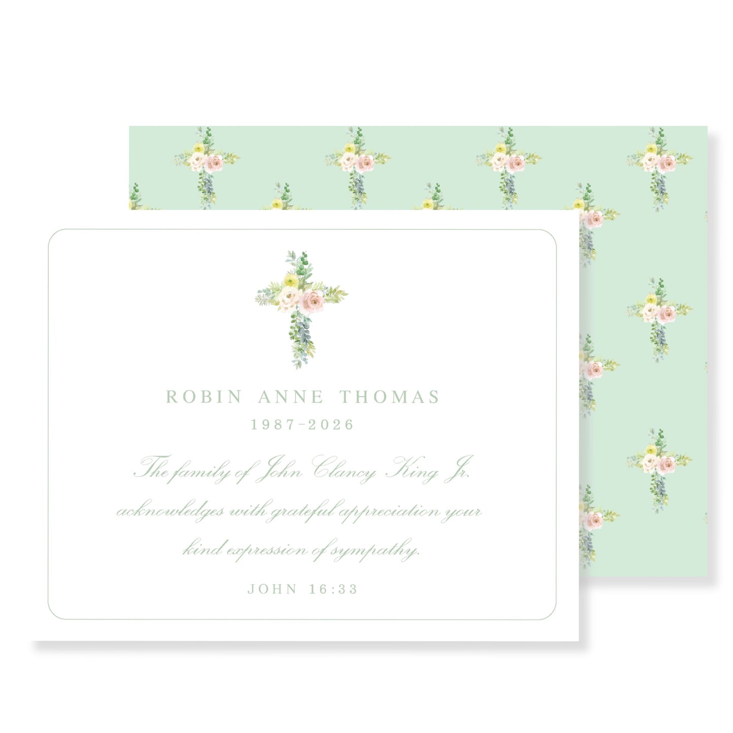 Floral Sympathy Thank You Card Template