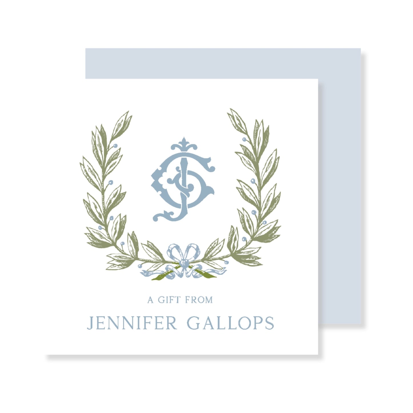 Laurel Wreath Monogram Enclosure Card
