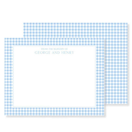 Blue Gingham Nursery Stationery