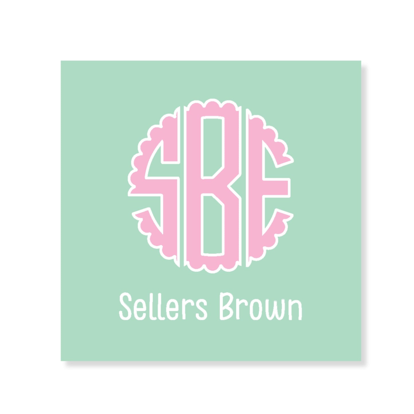 Mint and Pink Scalloped Monogram