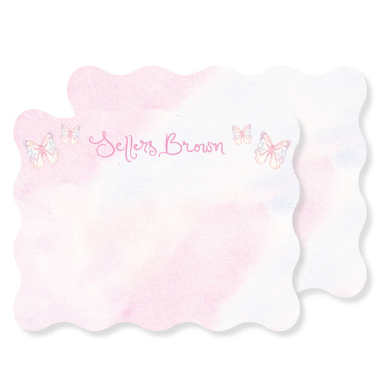Wavy Pink Butterfly Stationery