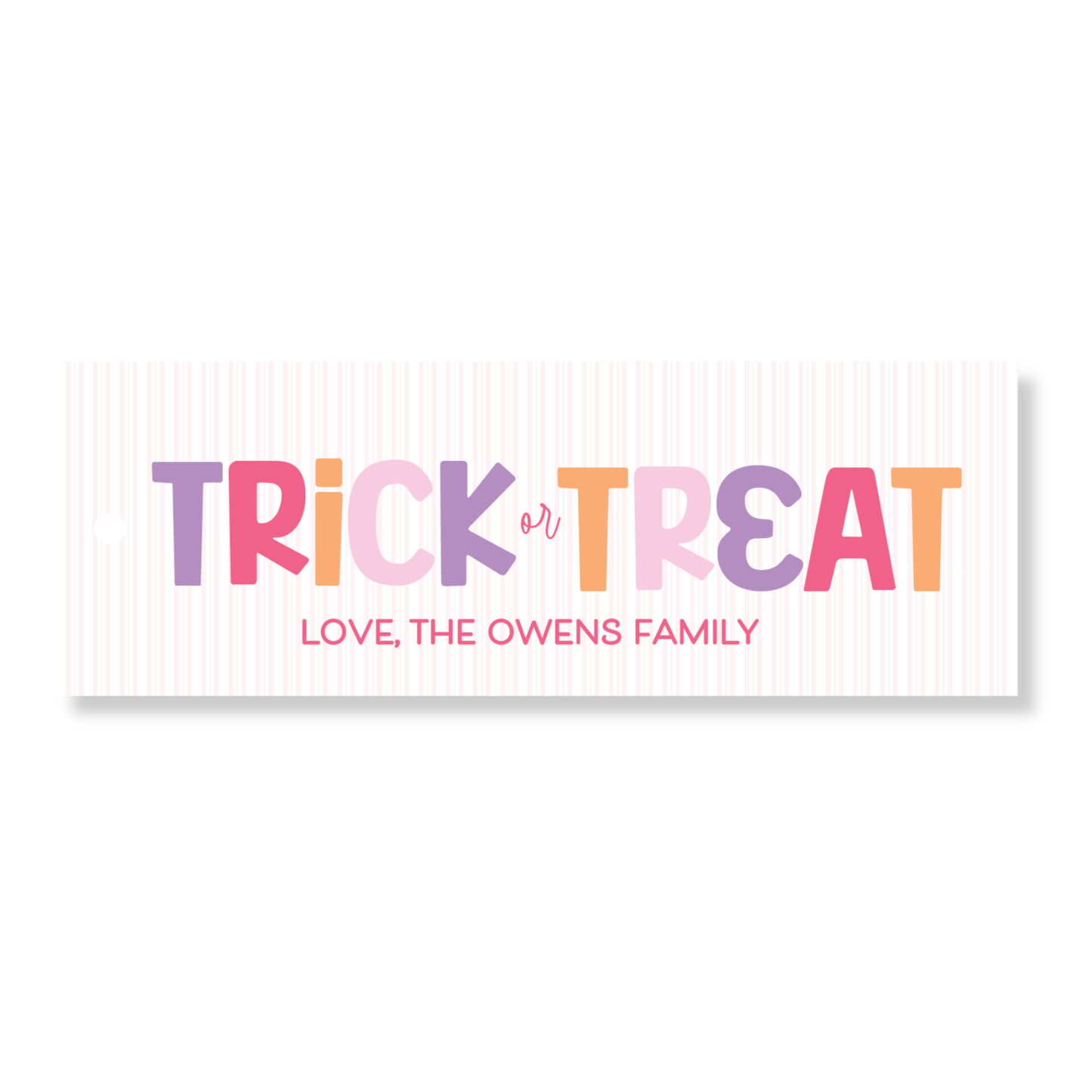 Pink Trick or Treat Long Tag