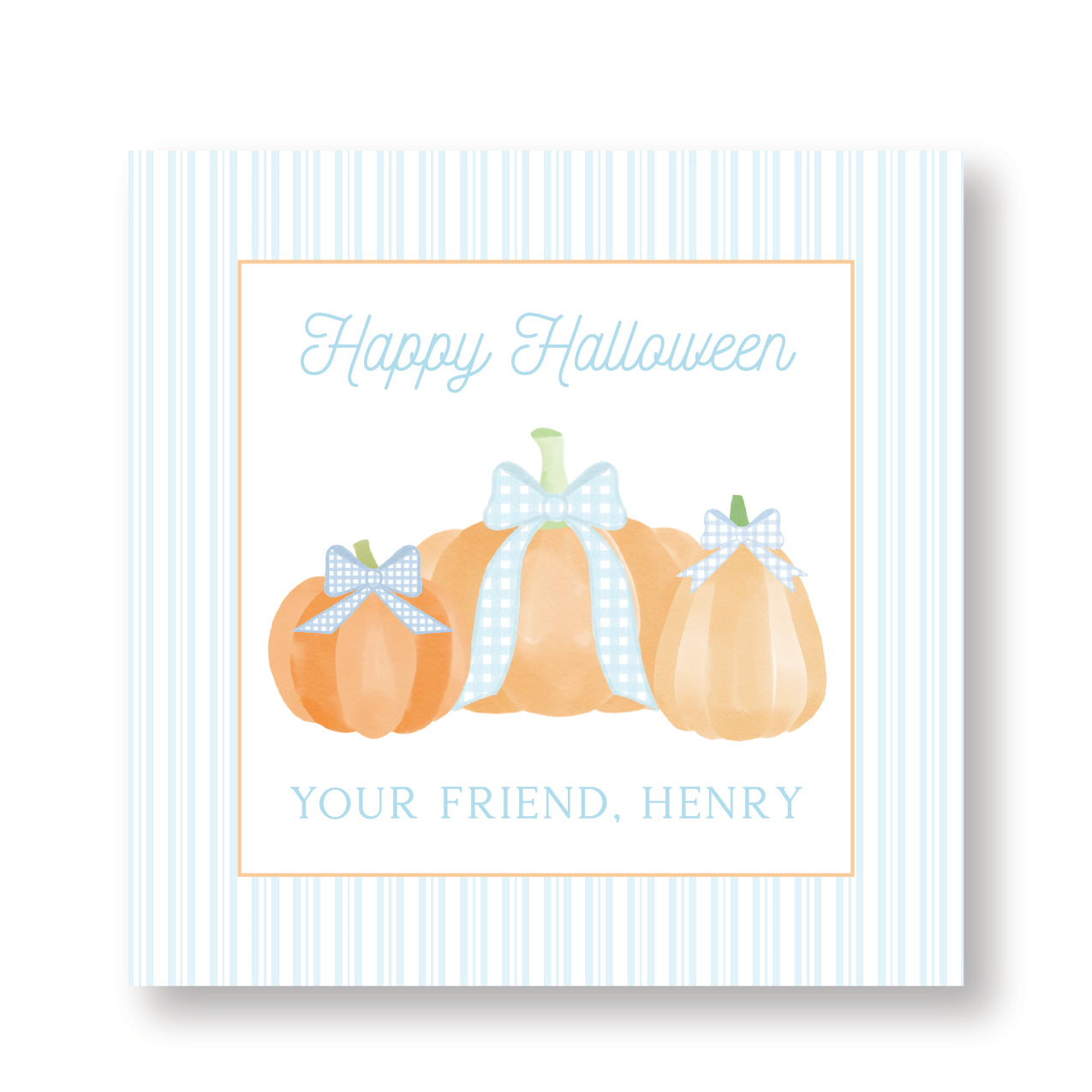 Square Blue Pumpkin Tag
