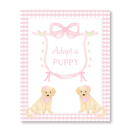 Pink Crest Adopt a Puppy Sign