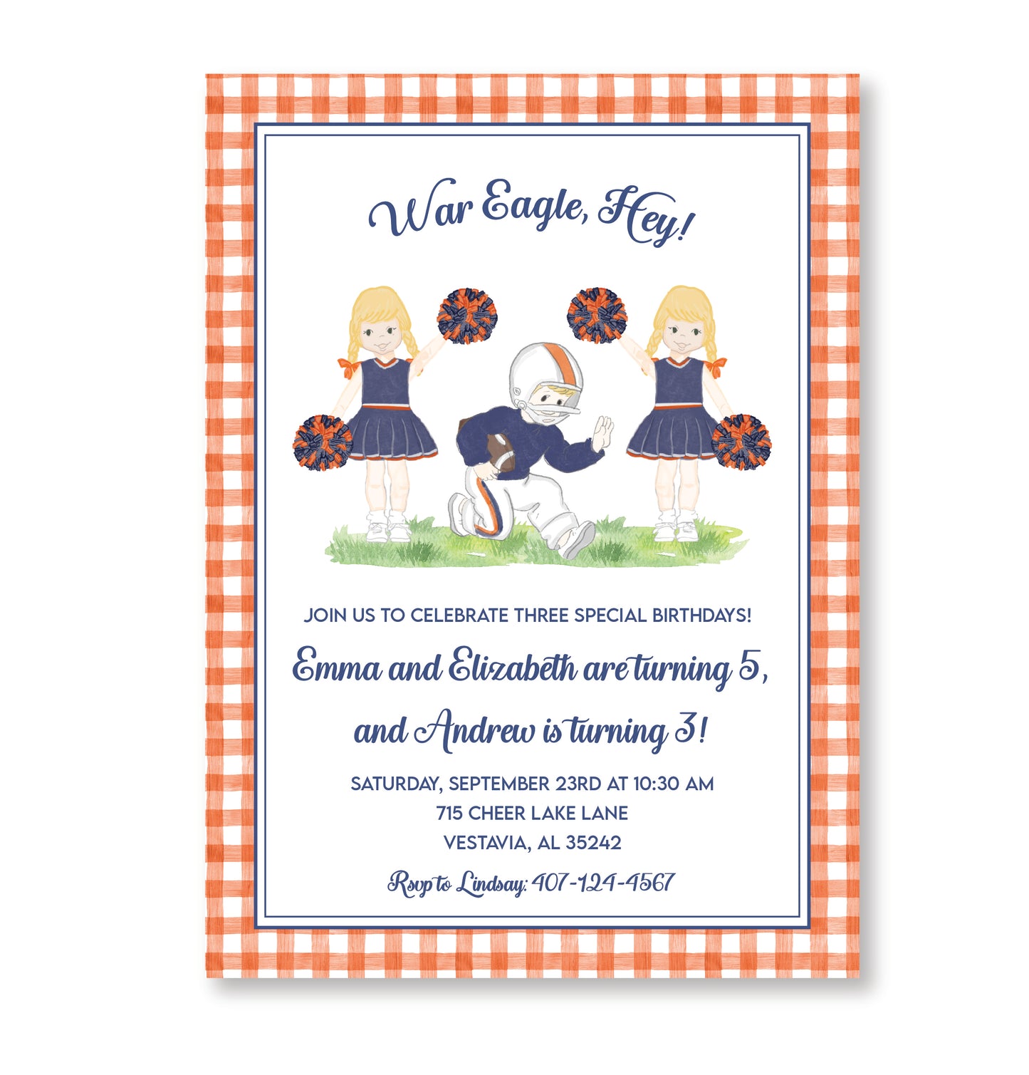 Auburn Cheer and Football Invitation