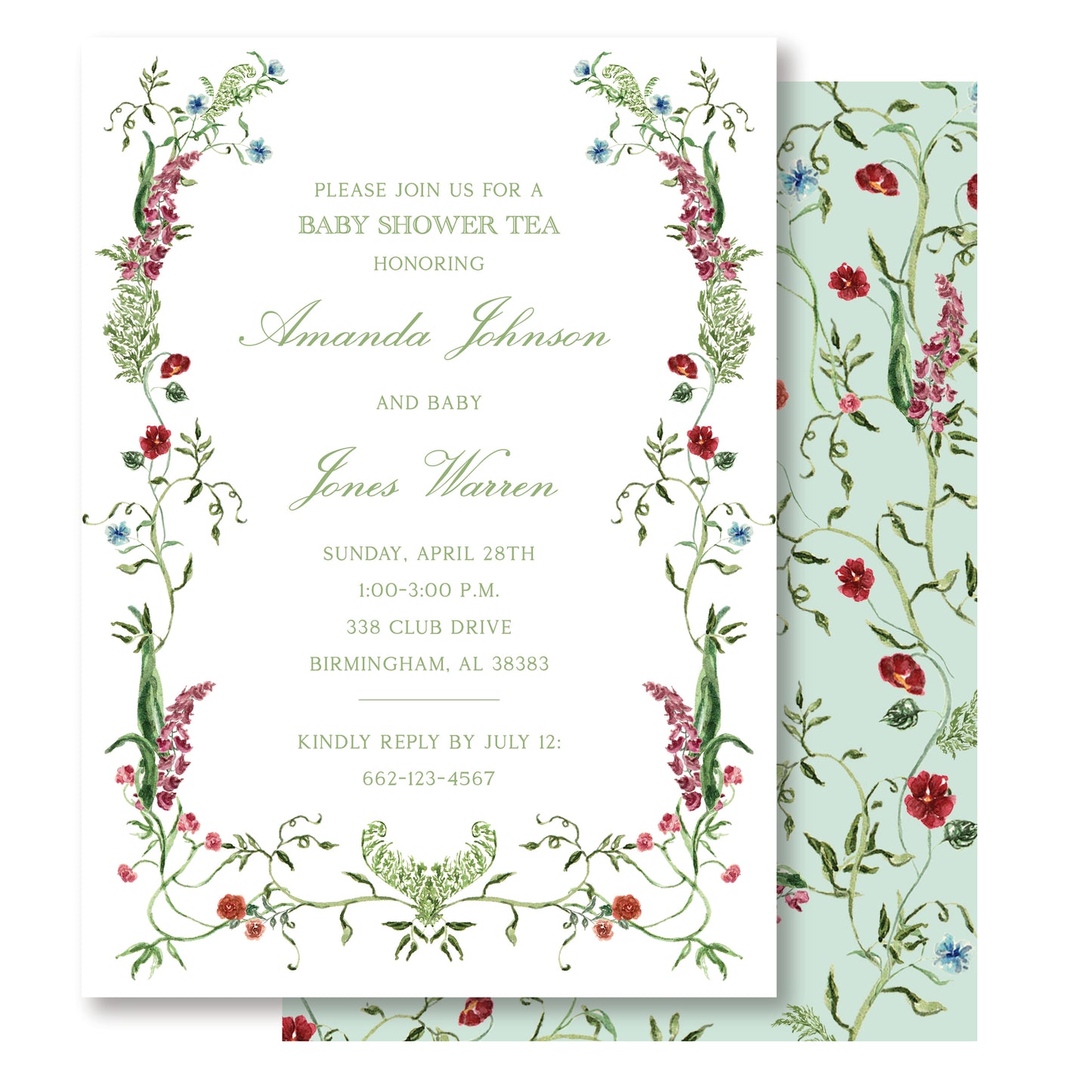 Eclectic Floral Baby Invite