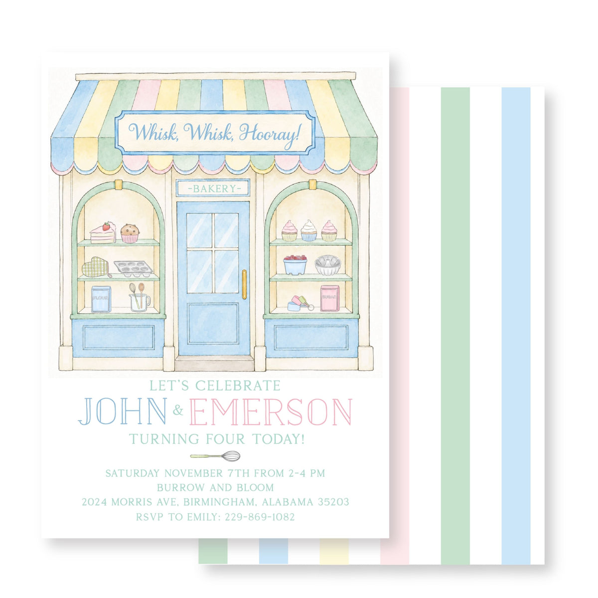 Bakery Shoppe Birthday Invitation