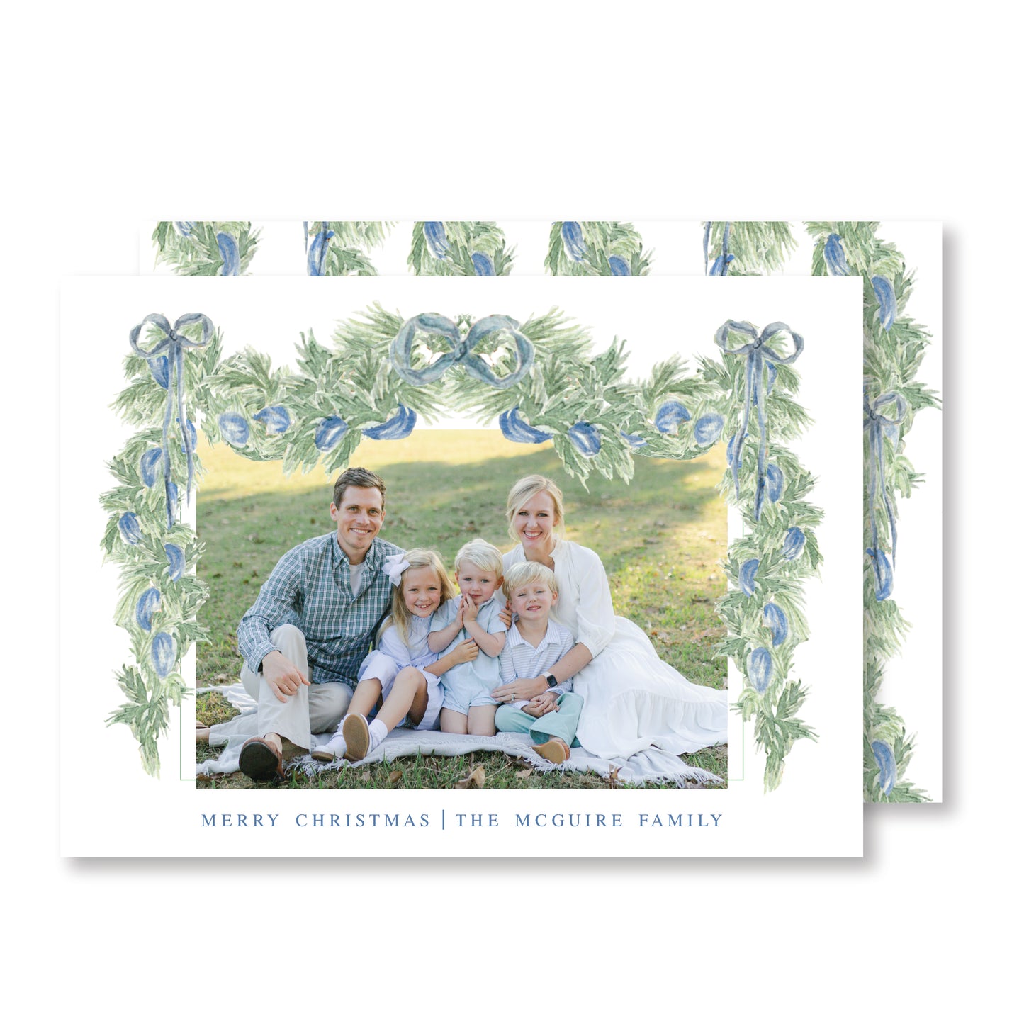 Blue Noel Christmas Card Photo-horizontal