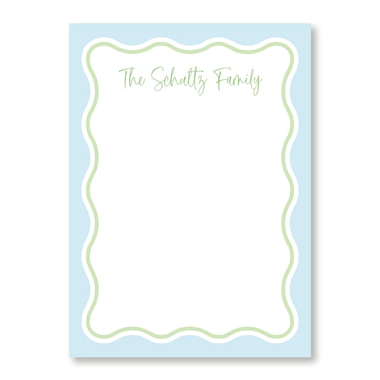 Green and Blue Wavy Notepad