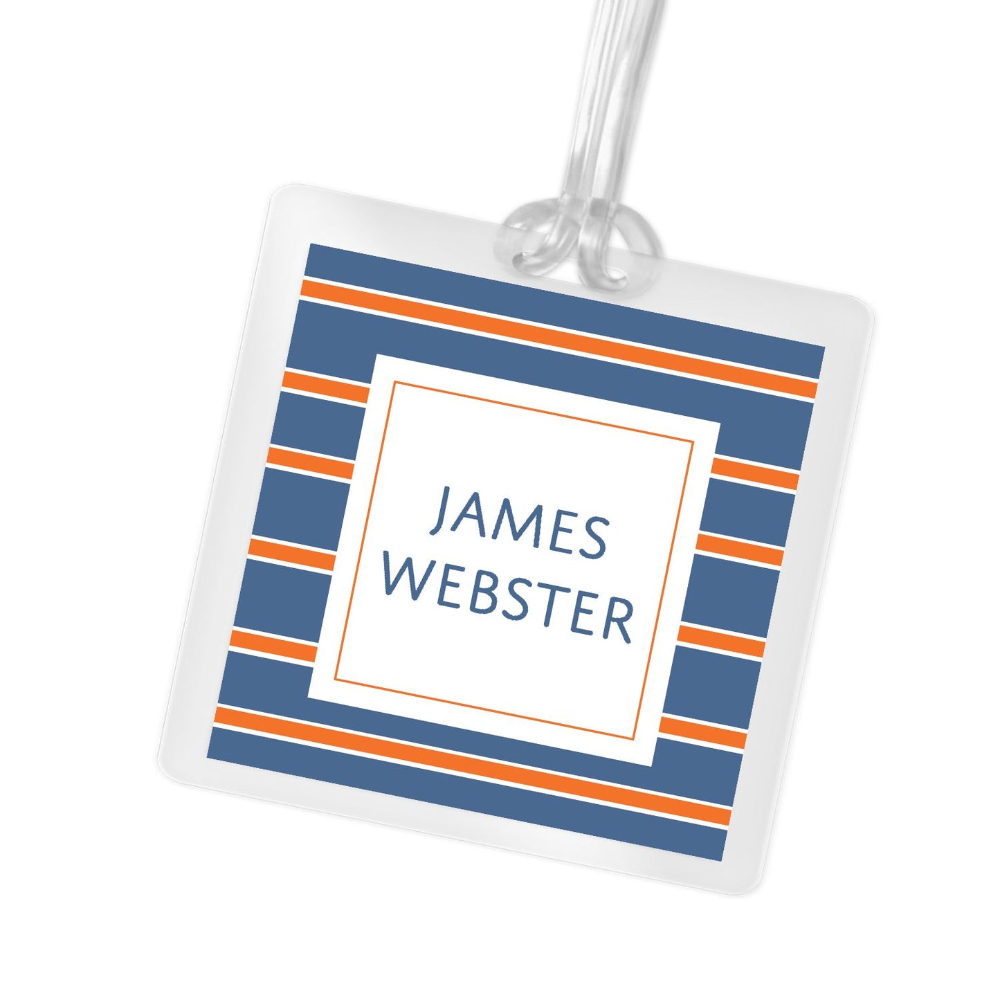 Blue and Orange Striped Bag Tag