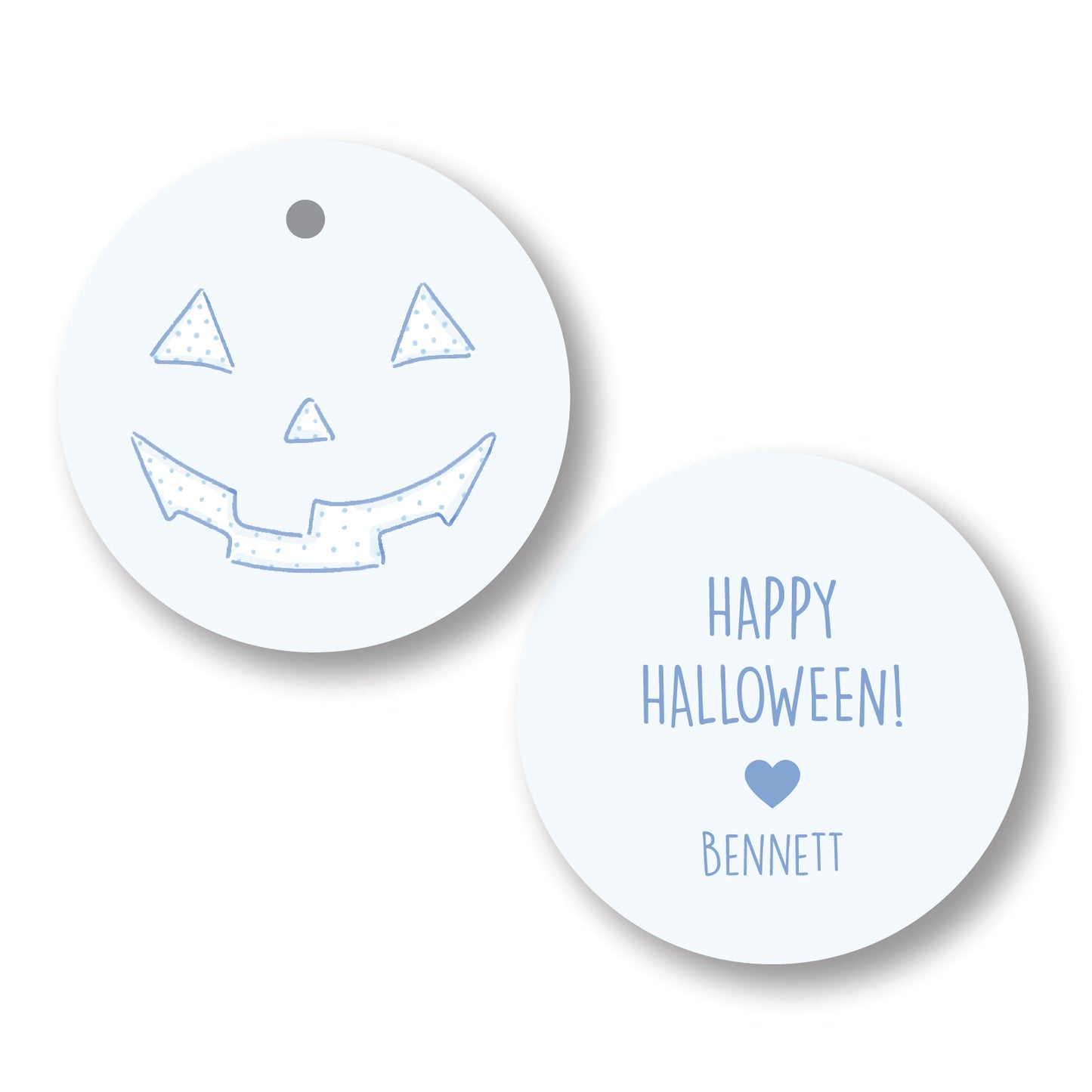 Blue Jack-o-lantern Halloween Tag