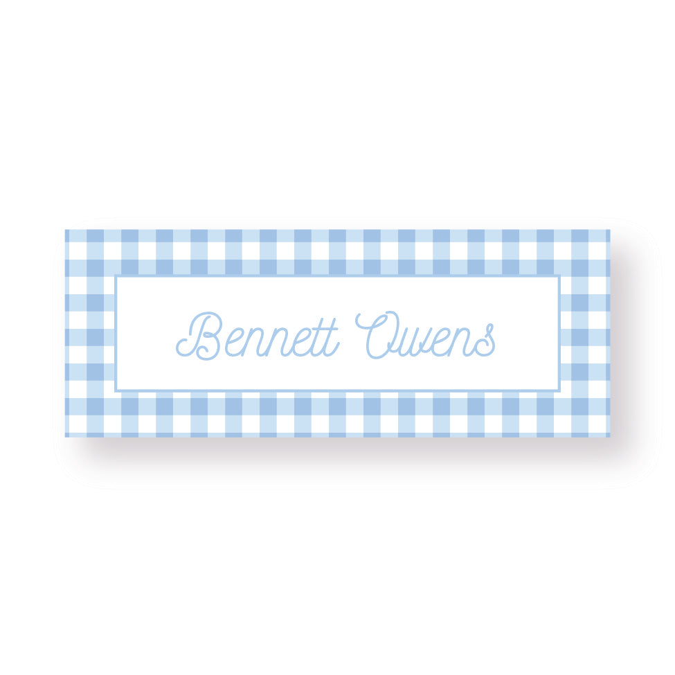 Blue Gingham Label Stickers