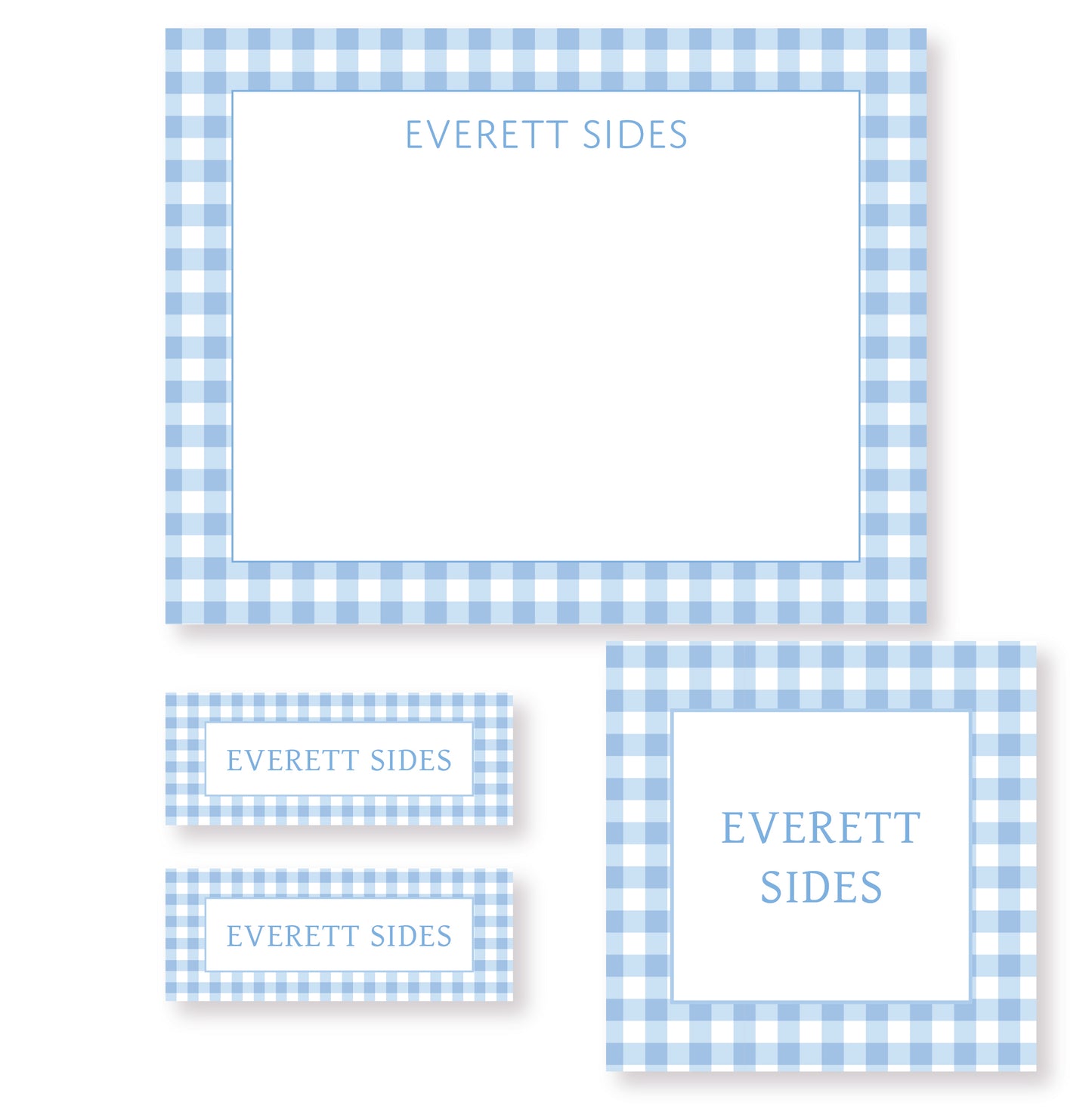 Blue Gingham Stationery Set
