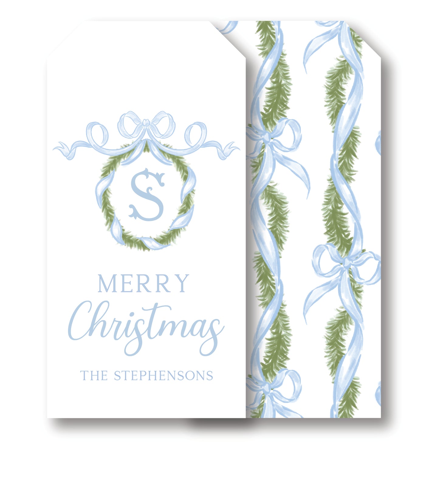 Blue Greenery Wreath Tag