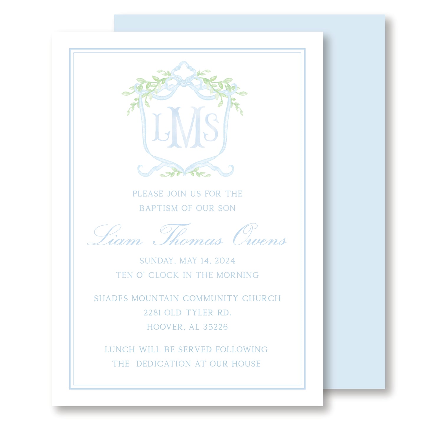 Blue Monogram Dedication