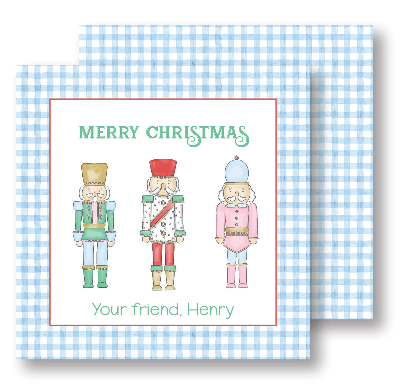 Blue Nutcracker Christmas tag