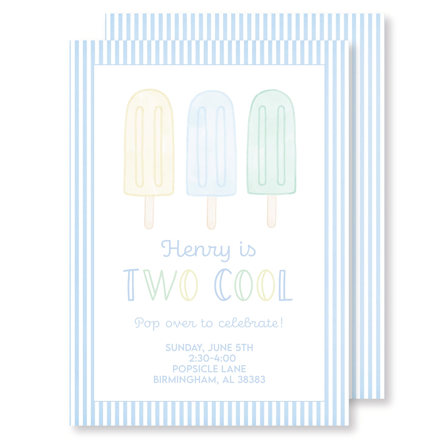 Blue Popsicle Invitation