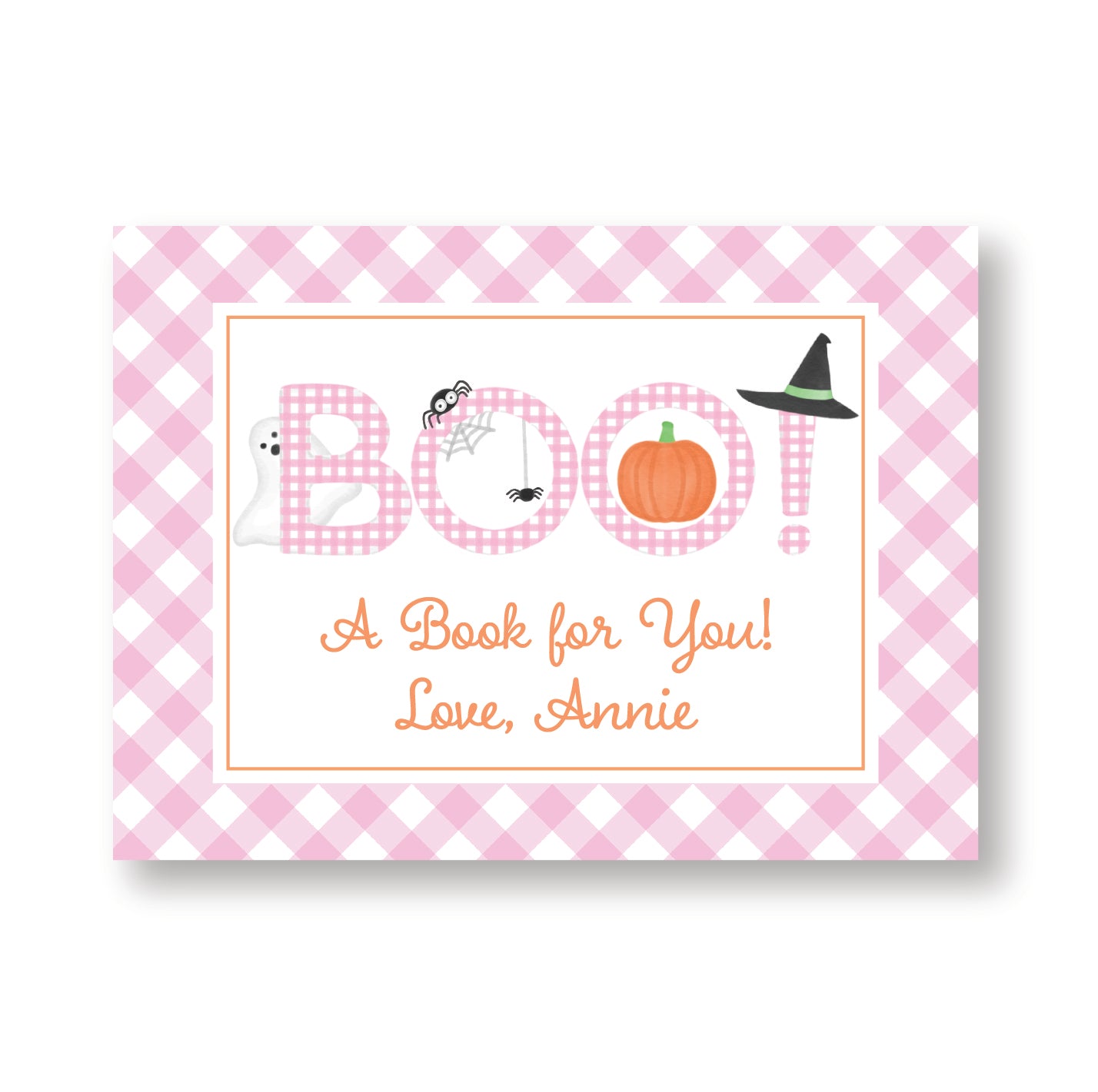 Boo! Book for you tag pink
