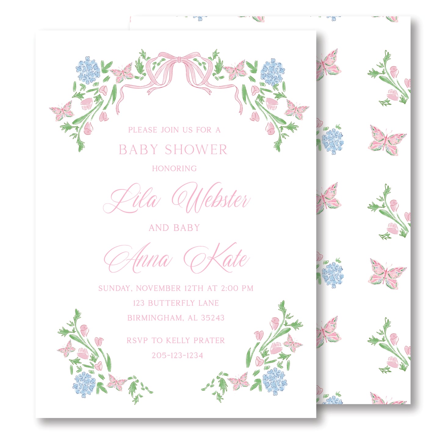 Floral Butterfly Baby Shower Invitation