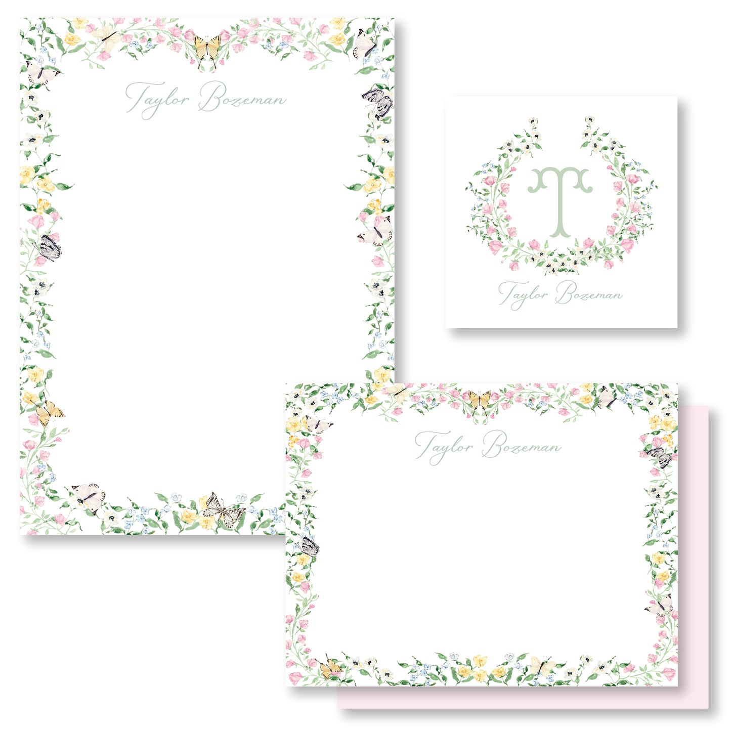 Butterfly Floral Stationery Set