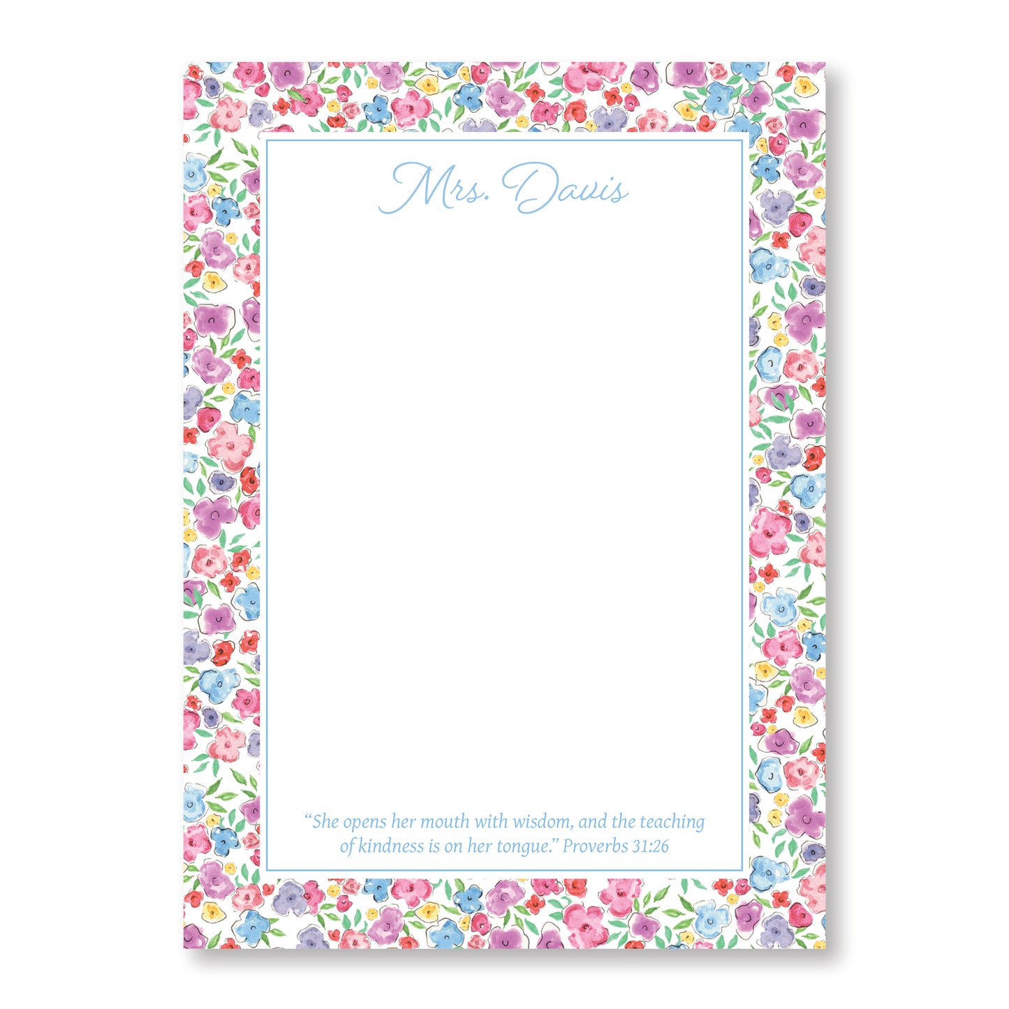 Teacher Ditsy Flower Verse Notepad