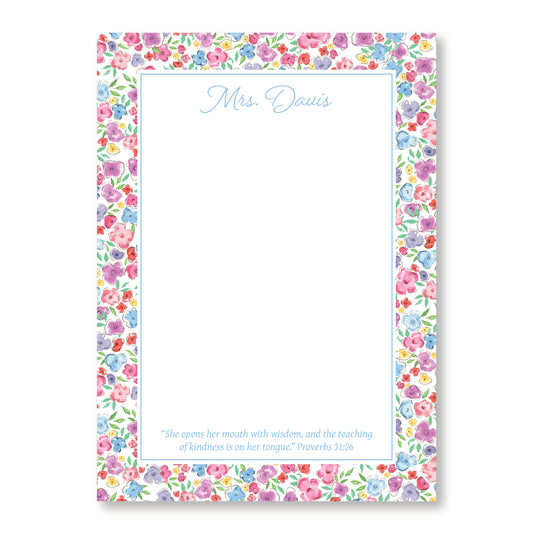 Teacher Ditsy Flower Verse Notepad