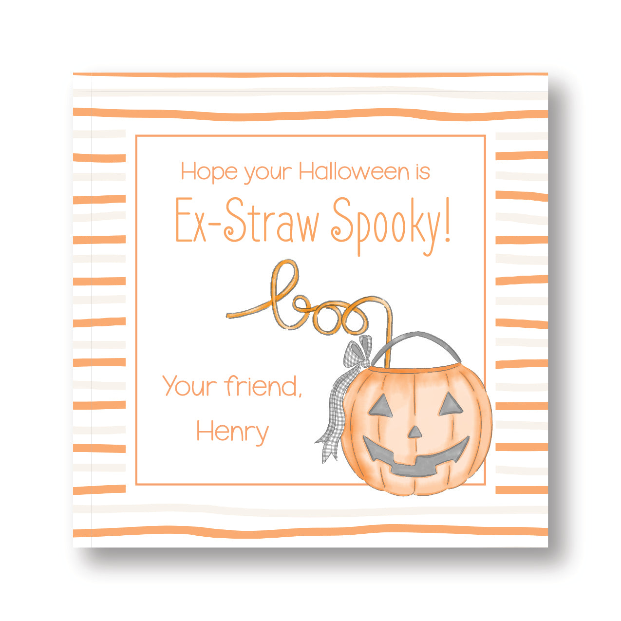 Ex-Straw Spooky Halloween Tag Orange