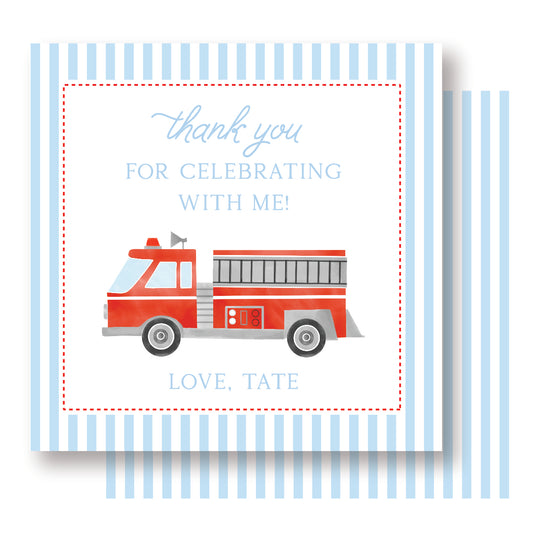 Fire Truck Party Tag
