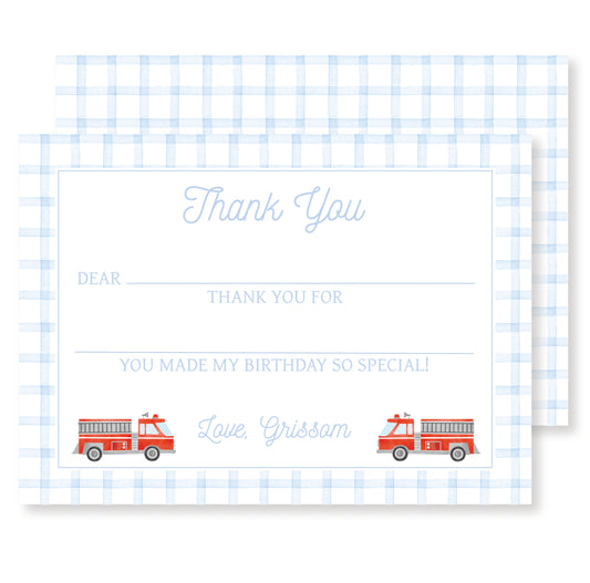 Fire Truck Thank You Notes