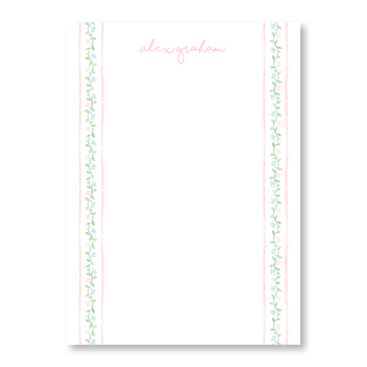 Floral Stripe Pink Notepad