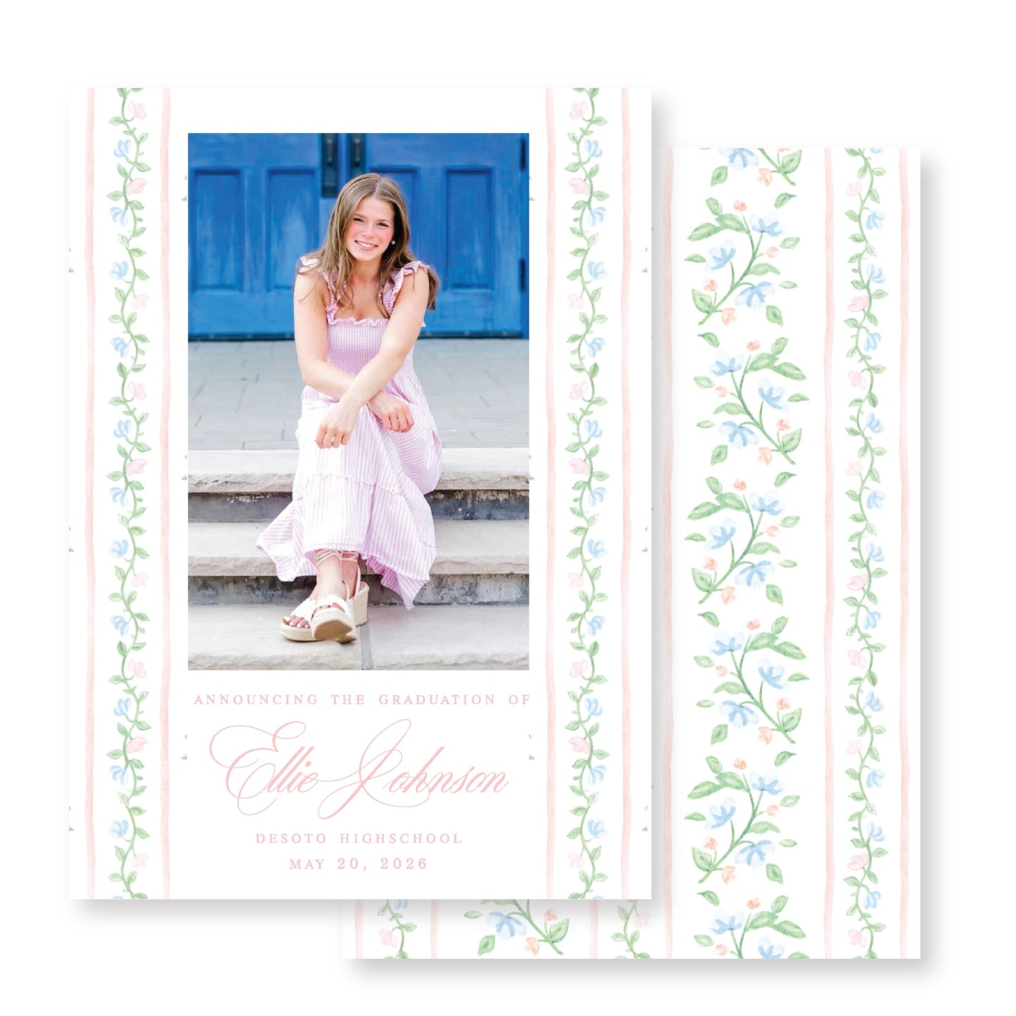 Pink Floral Graduation Announcement