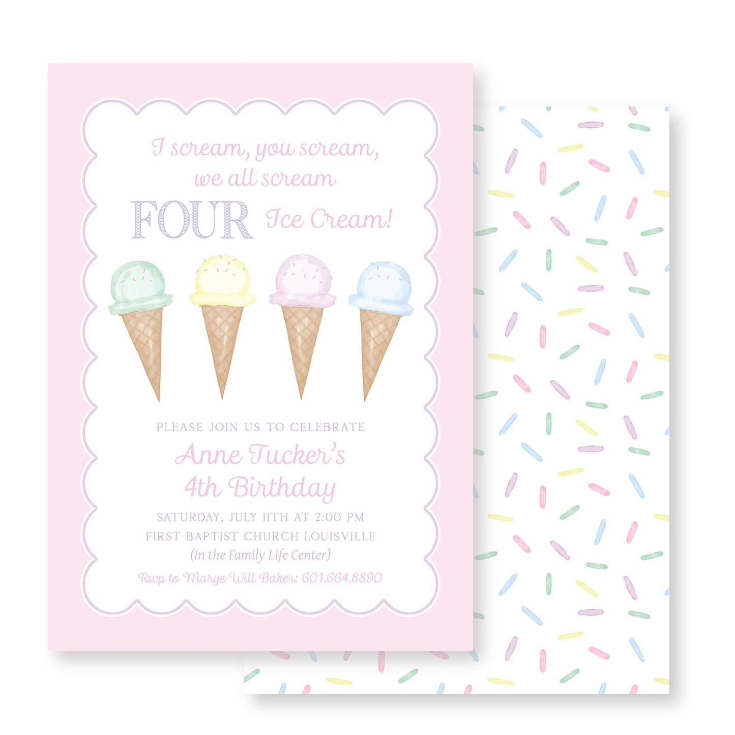 Four Ice Cream Birthday Invitation