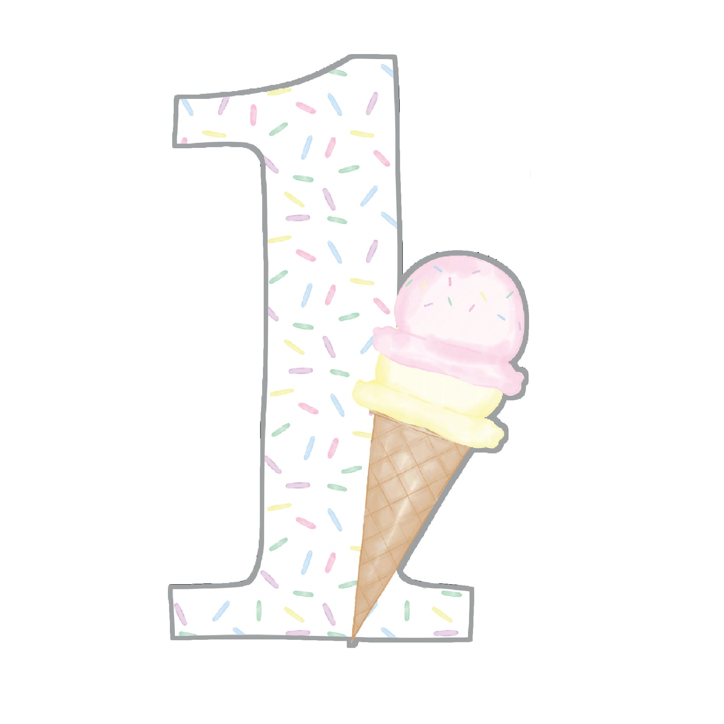 Ice Cream Number Cake Topper