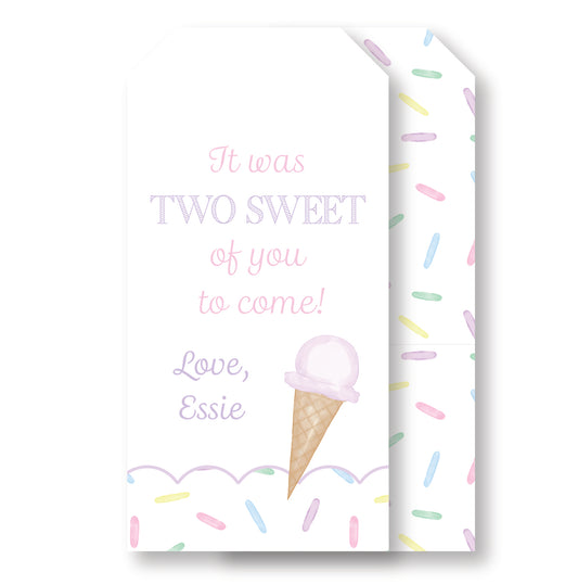Ice Cream Party Tag/ Two sweet