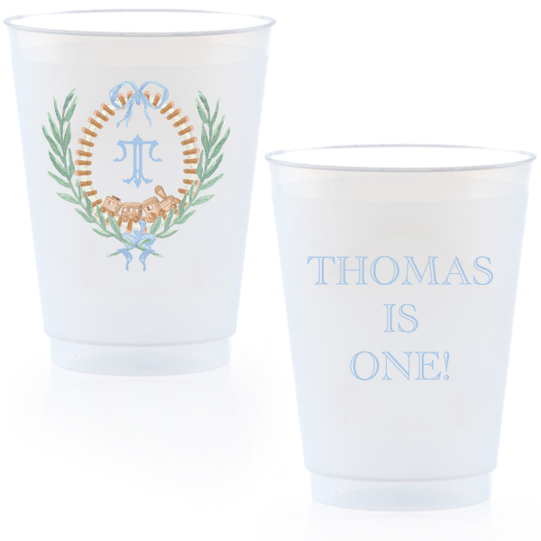 Train Crest Frosted Cups