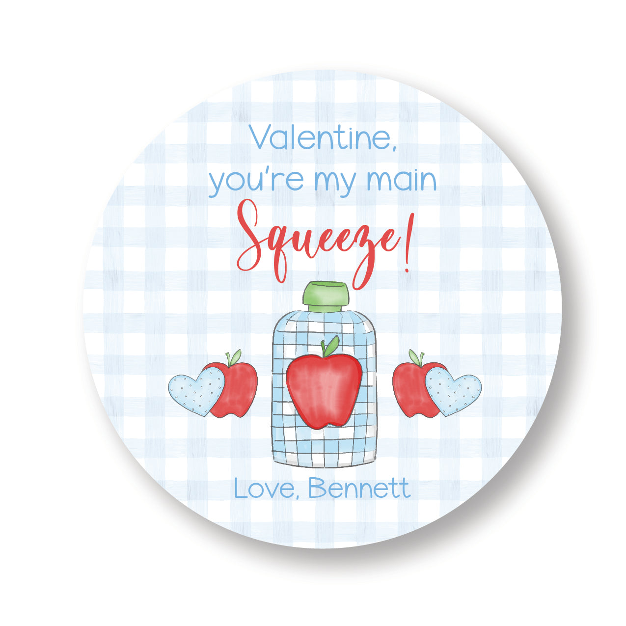 Apple Sauce Valentine Stickers Blue