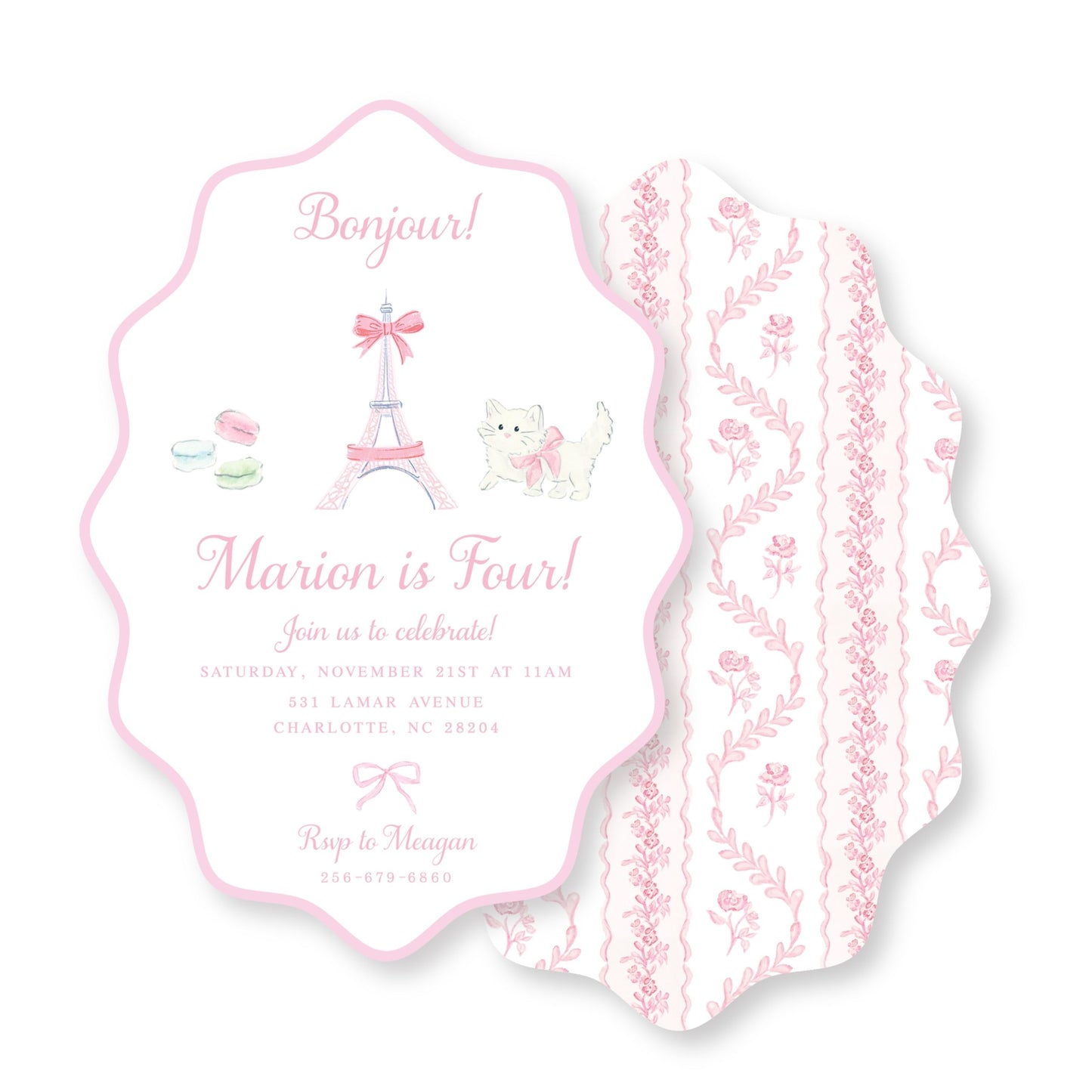 Bonjour Birthday Invitation