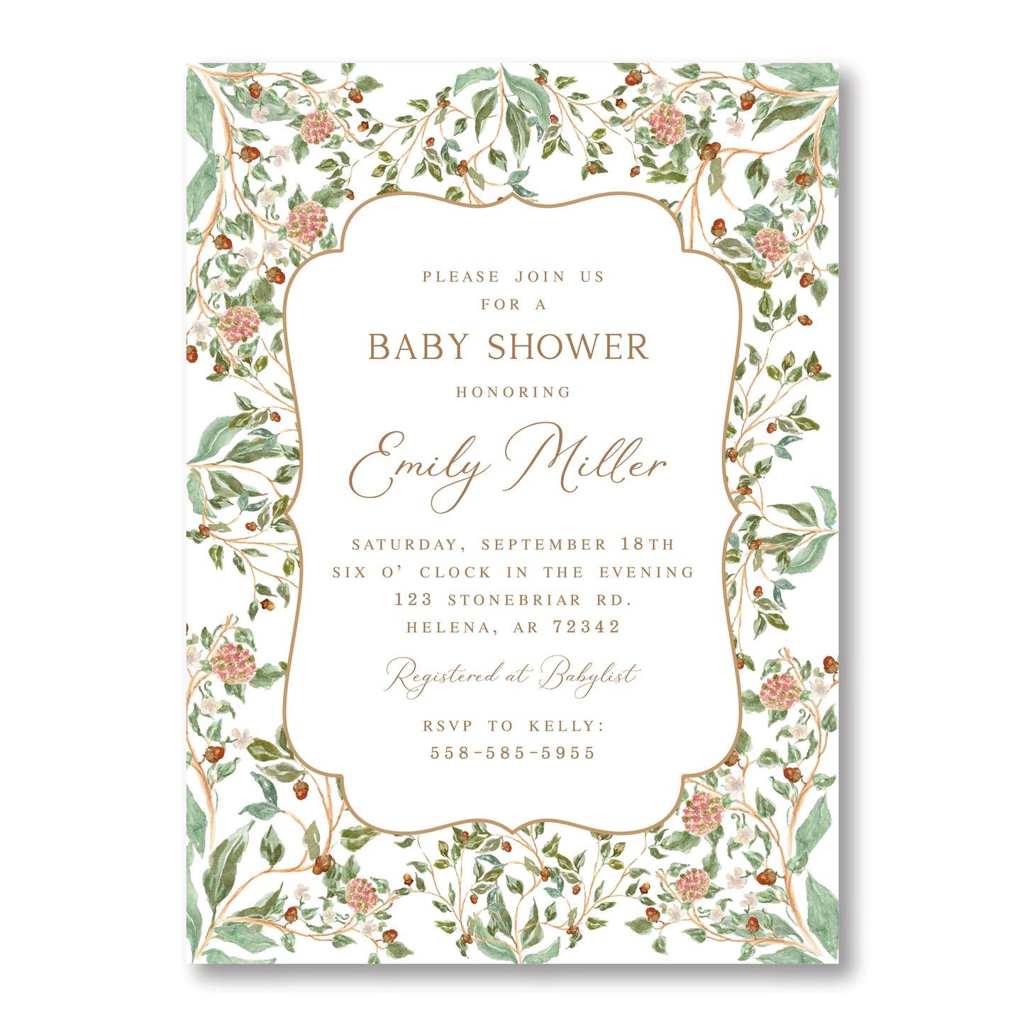 Pine Chinoisserie Baby Invite