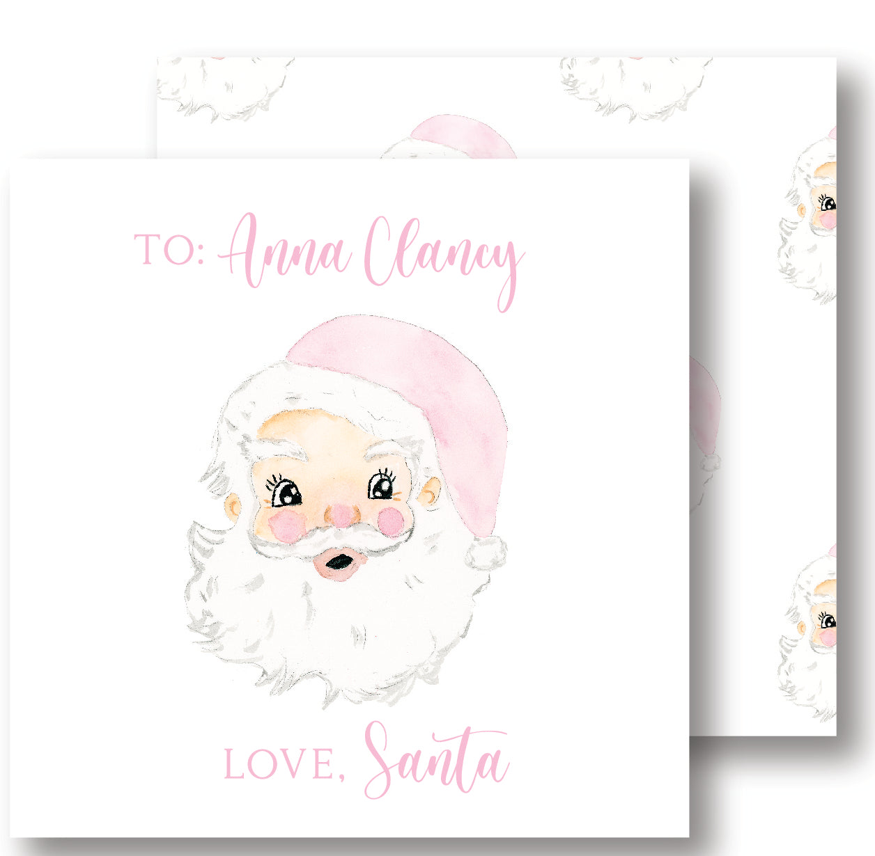 Pink Santa Square Tag
