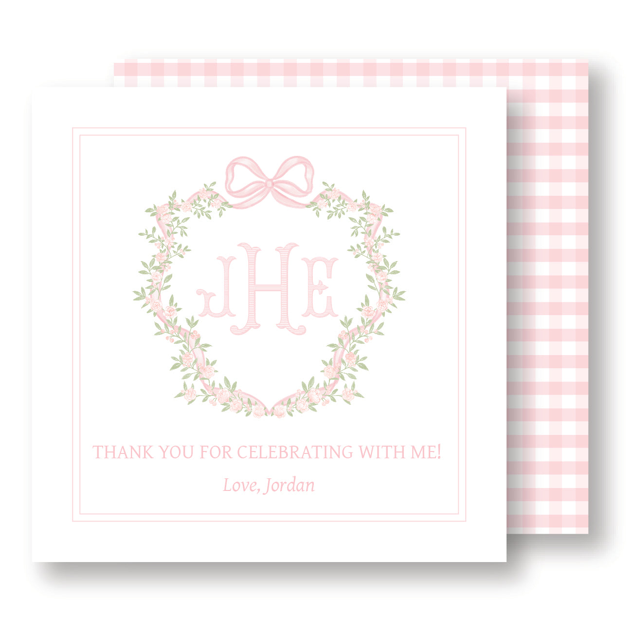 Pink Gingham Party Tag