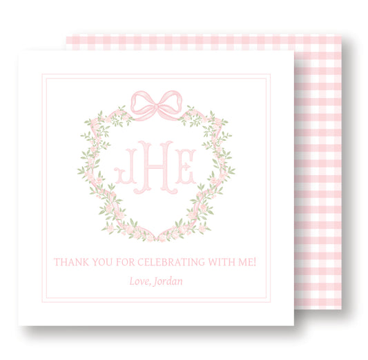 Pink Gingham Party Tag