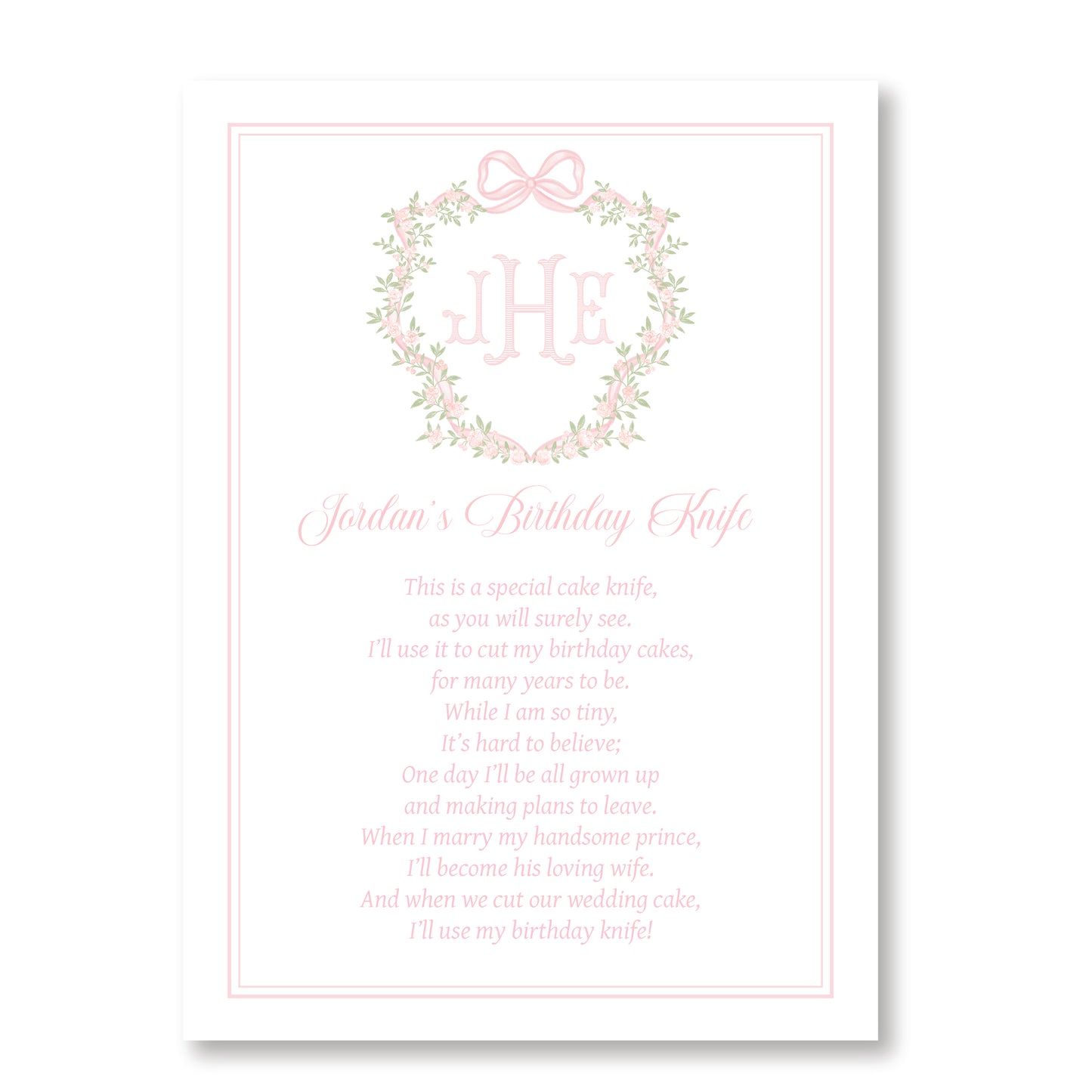 Birthday Knife Monogram Poem