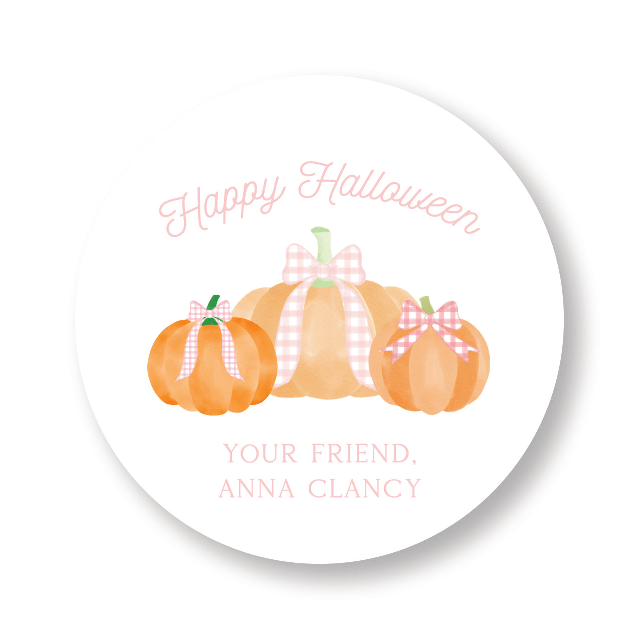 Pink Pumpkin Circle Tag