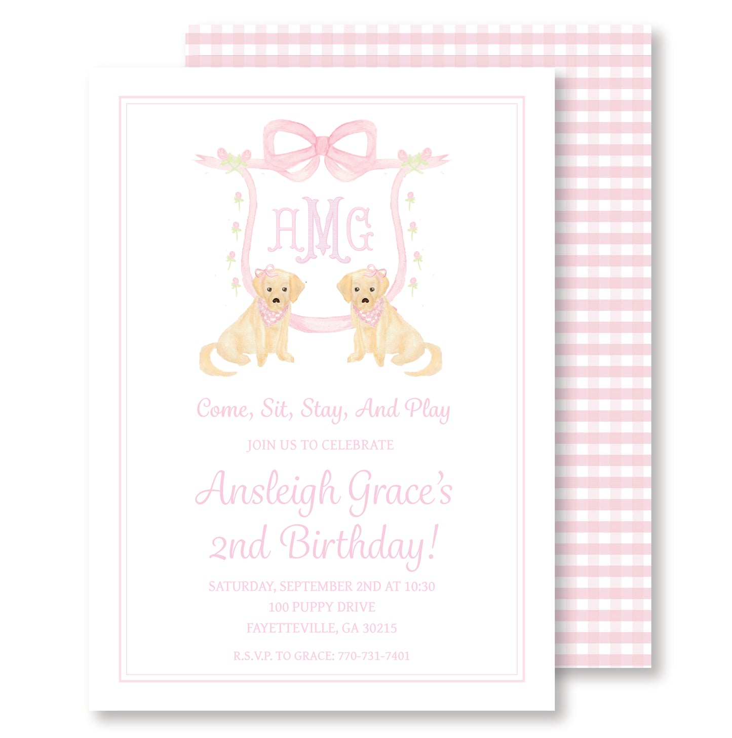 Pink Puppy Crest Invitation