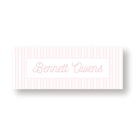 Pink Striped Label Stickers