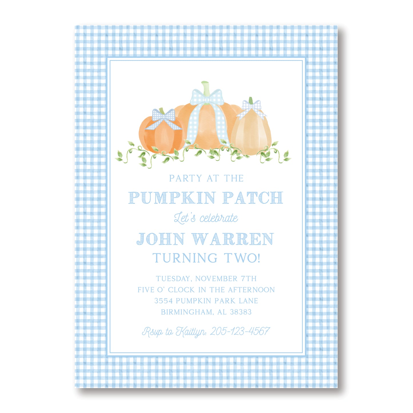 Blue Pumpkin Patch Invite