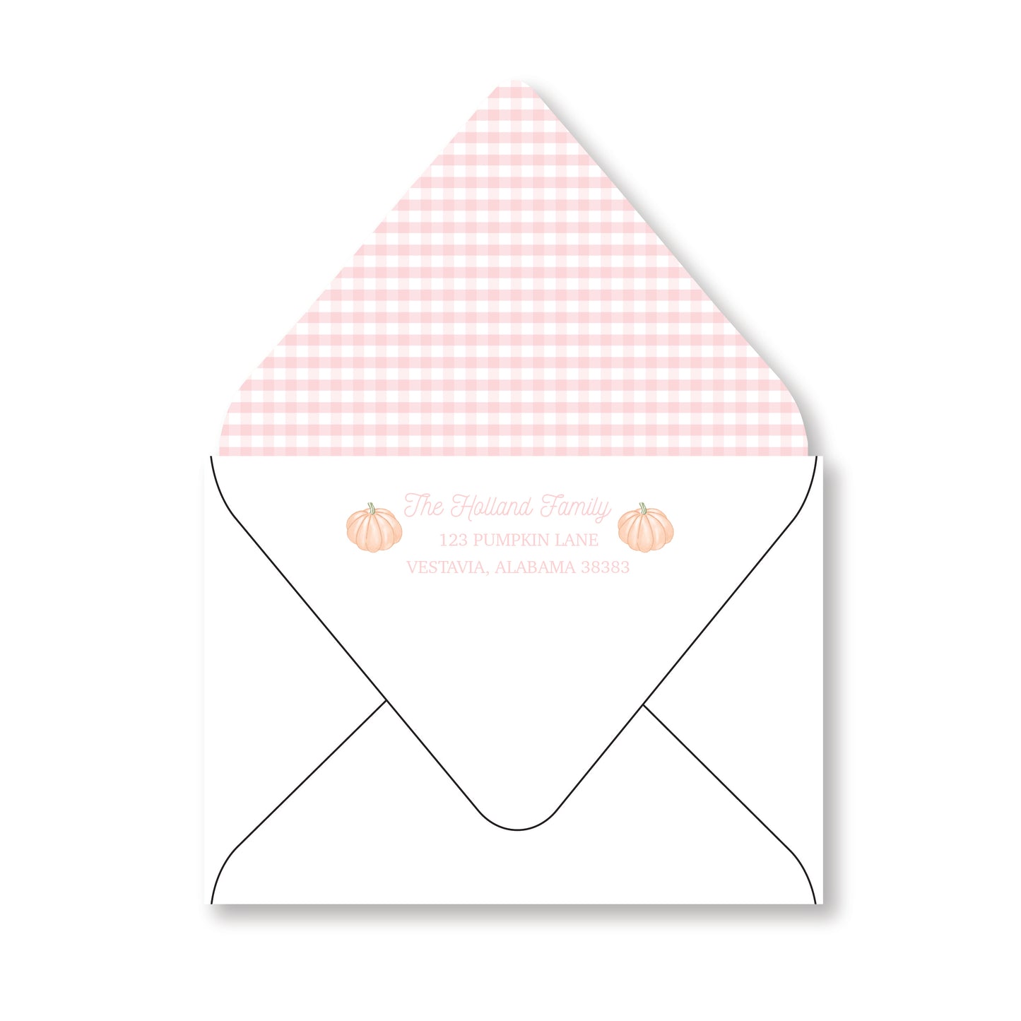 Pink Gingham Pumpkin Birthday Invitation