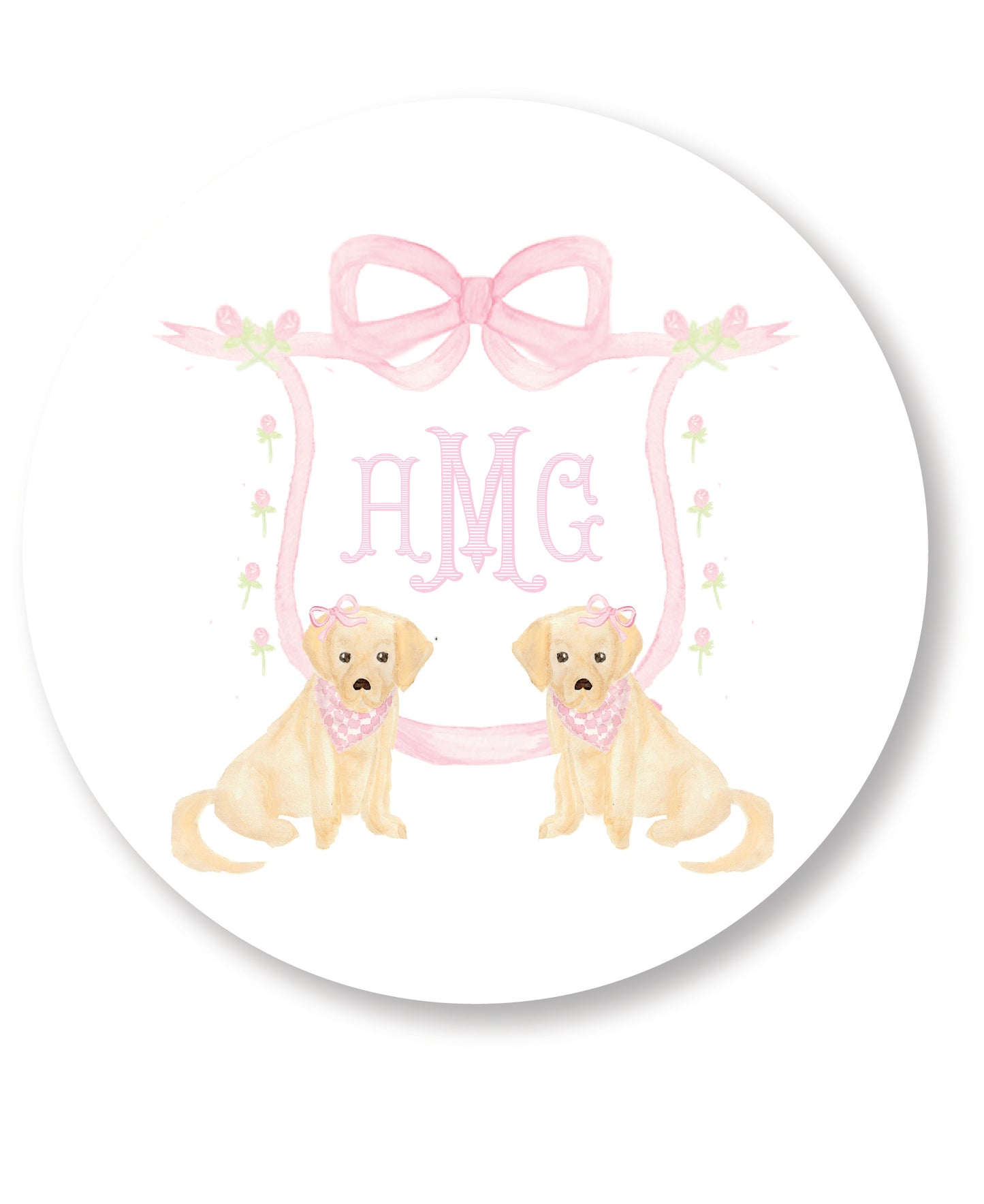 Pink Puppy Crest Cake Topper