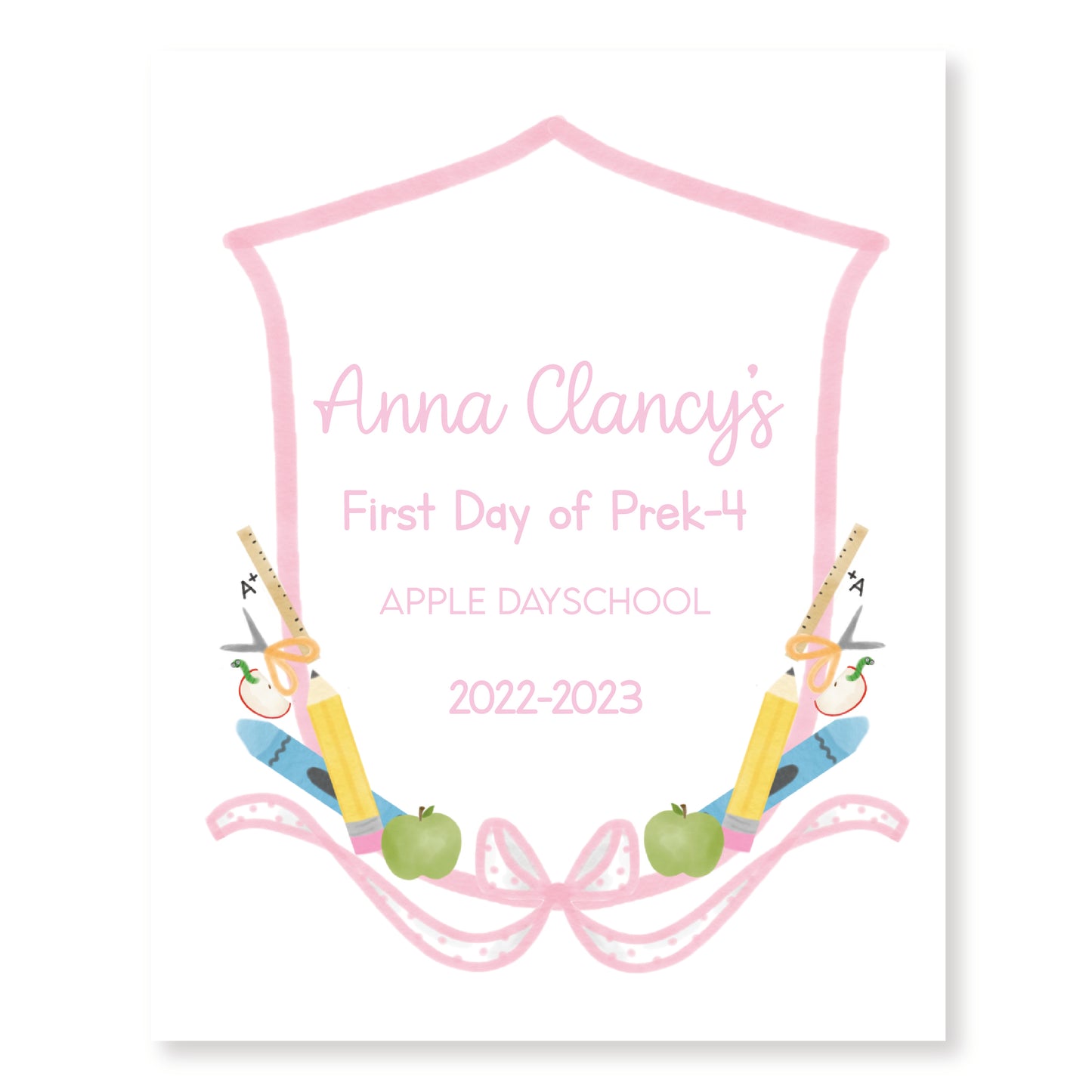Pink Crest School Sign