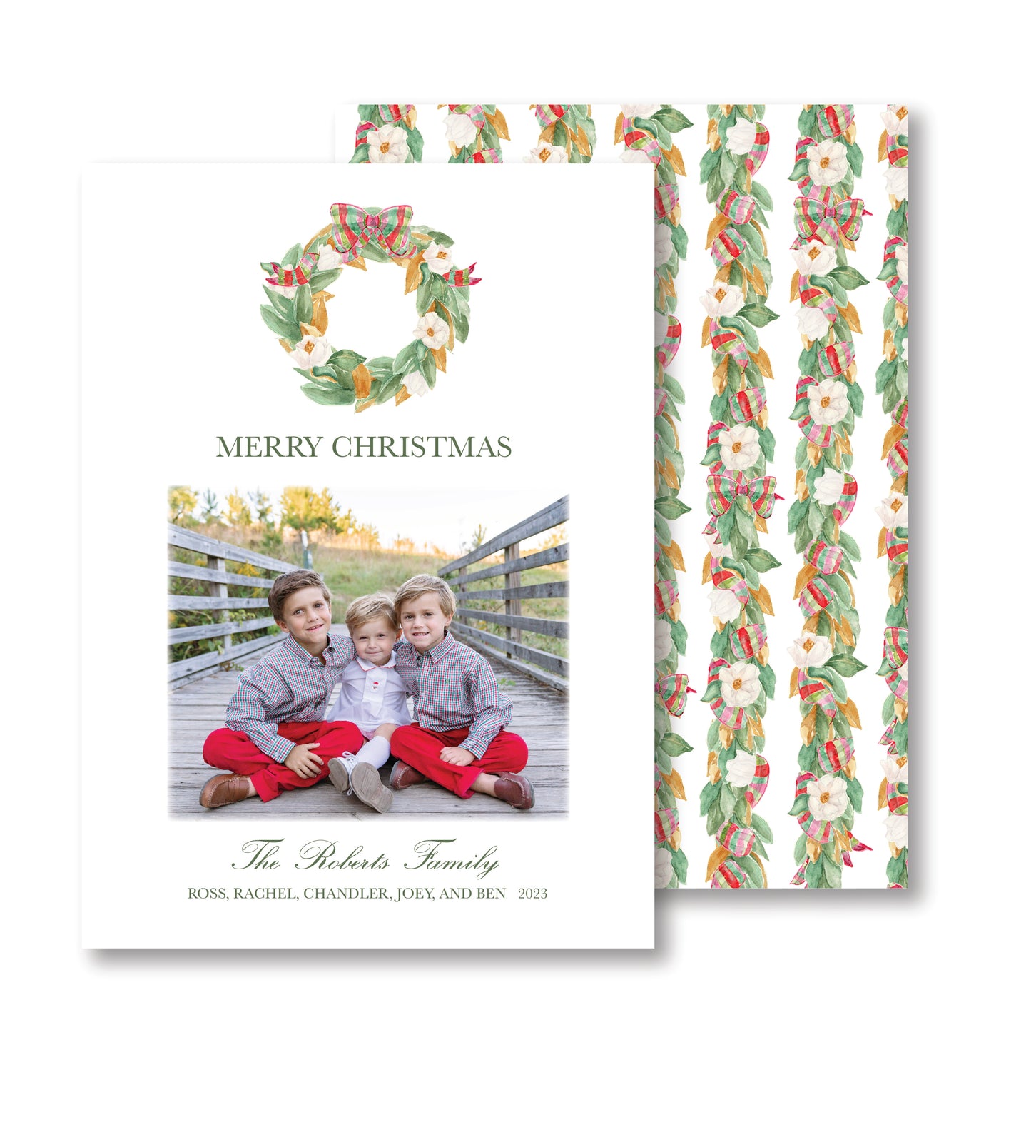 Southern Tidings Wreath Christmas Card Photo